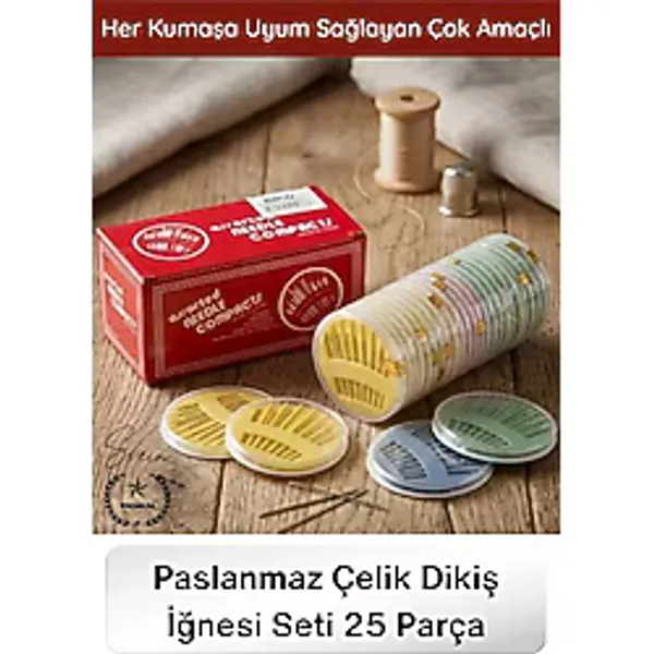 Svein #dikiş Paslanmaz Çelik Dikiş Iğnesi Seti 25 Parça Profesyonel Terzi Nakış Hobi El Dikiş Kiti Kumaş Tamir Aksesuarı Çok Boyutlu Dayanıklı Saklama Kutulu Hassas Dikiş Malzemesi - 1