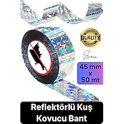Svein Kuş Kondurmaz Rahatsız Eden Şerit Bant 45 mm x 50 mt Yansıtıcı Kuşsavar Çatı Hologram Bandı