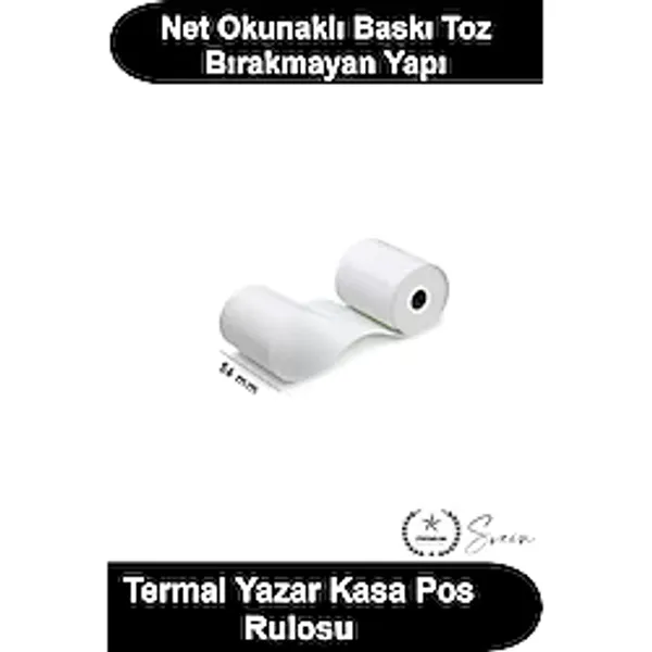 Svein #termalrulo 56 mm x 12 Metre Termal Kağıt Yazar Kasa Pos Rulosu Isıya Duyarlı Fiş Yazıcısı Uyumlu Yeni Nesil Kredi Kartı Cihazı Market Mağaza Restoran Kırtasiye Beyaz Toz Bırakmaz Net Baskı 1 Ad