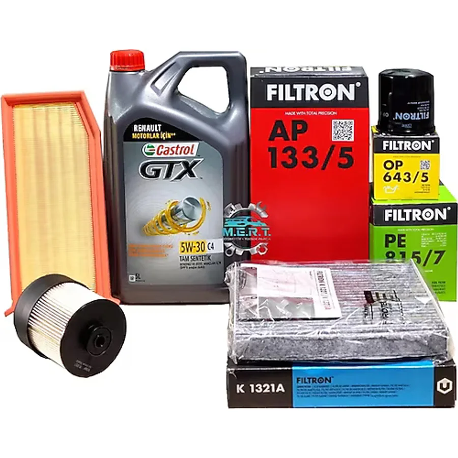 Symbol 1.5 Dci Filtre Bakım Seti + Castrol 5W30
