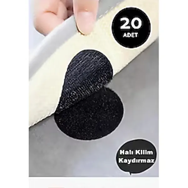 Syn Aksesuar 20'li Halı Kilim Koltuk Örtüsü Sabitleyici Kaydırmaz Cırt Yıkanabilir Kendinden Yapışkanlı Ped - Siyah
