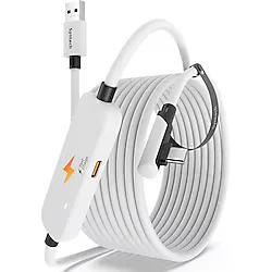 Syntech 5 M USB 3.0 Şarj ve Bağlantı Kablosu - Meta Quest 3s/quest 3/oculus Quest 2 Uyumlu, Ekstra Şarj Portlu VR PC/steamvr Oyun Kablosu - Beyaz