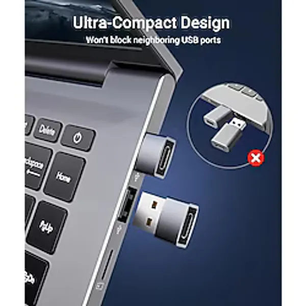 Syntech Usb-C Kadın - USB Erkek Adaptör (3'lü Paket) Alüminyum Gövde, Yüksek Hızlı Dönüştürücü Usb-C'den Usb'ye Çevirici iPhone 15, Apple Watch, Airpods, Carplay Uyumlu - Uzay Grisi