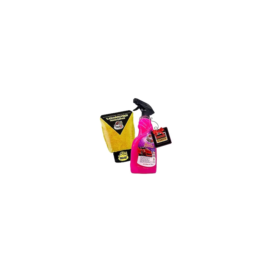 T-Rax %100 Mikrofiber Kaliteli Yıkama Eldiveni ve Araba Oto Cilası Parlaklığı Hızlı Cila Sprey 500 ml