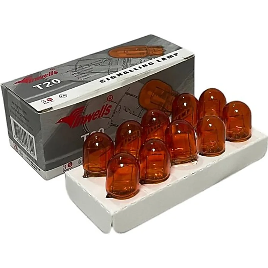 T20 12V 93 21W Dipsiz Turuncu Sinyal, Stop, Far Ampulu 10 Adet