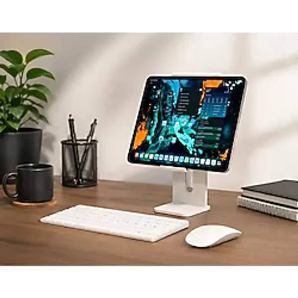 Tablet Standı İpad Uyumlu Masaüstü Şarjlı Tablet Tutucu Organizer Beyaz