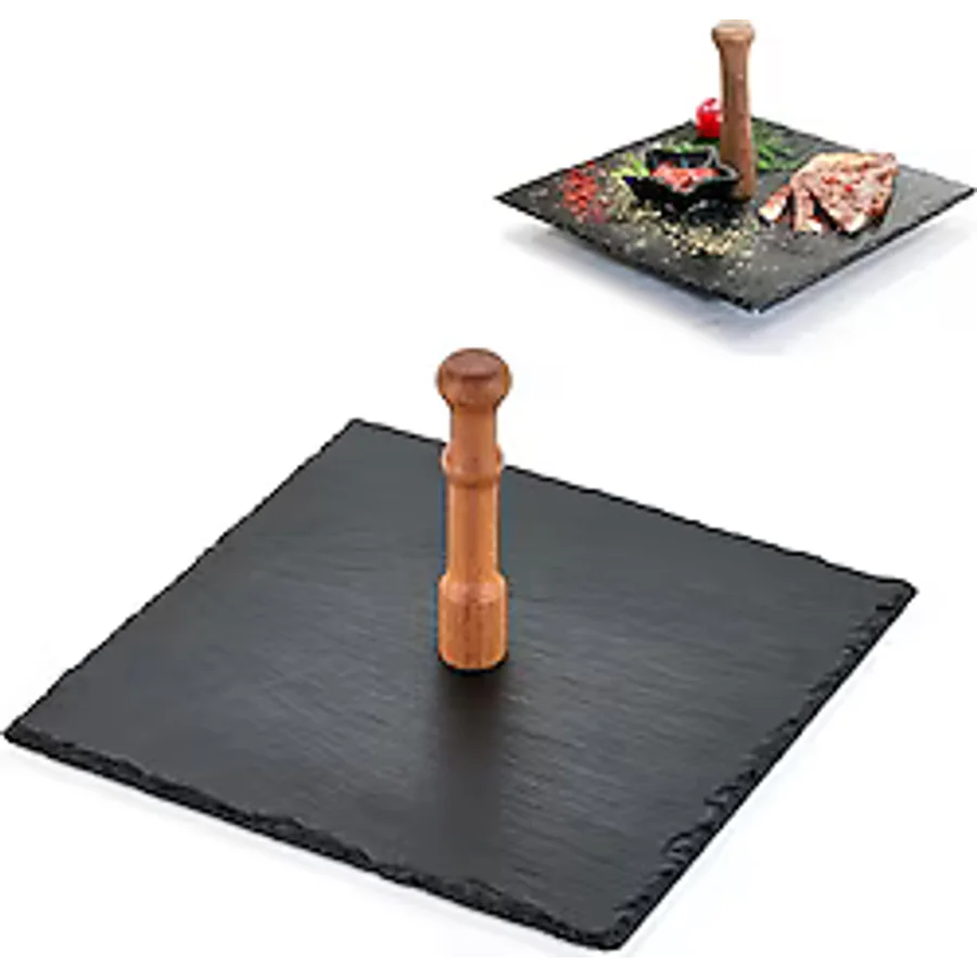 Taboo Tab-1135 Ahşap Saplı Dikdörtgen Arduvaz Taş