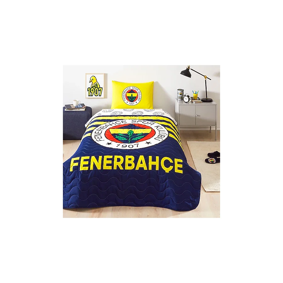 Taç Fenerbahçe Stripe Tek Kişilik Yatak Örtüsü Takımı