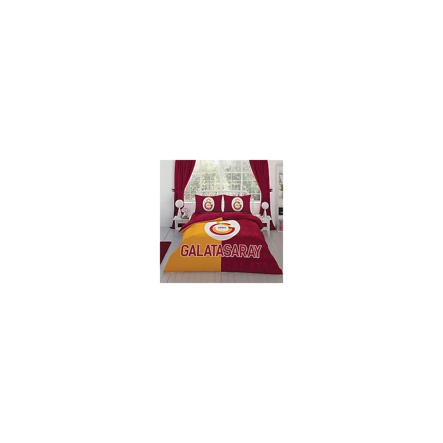 Taç Galatasaray Parçalı Logo Pamuk Çift Kişilik Nevresim Takımı