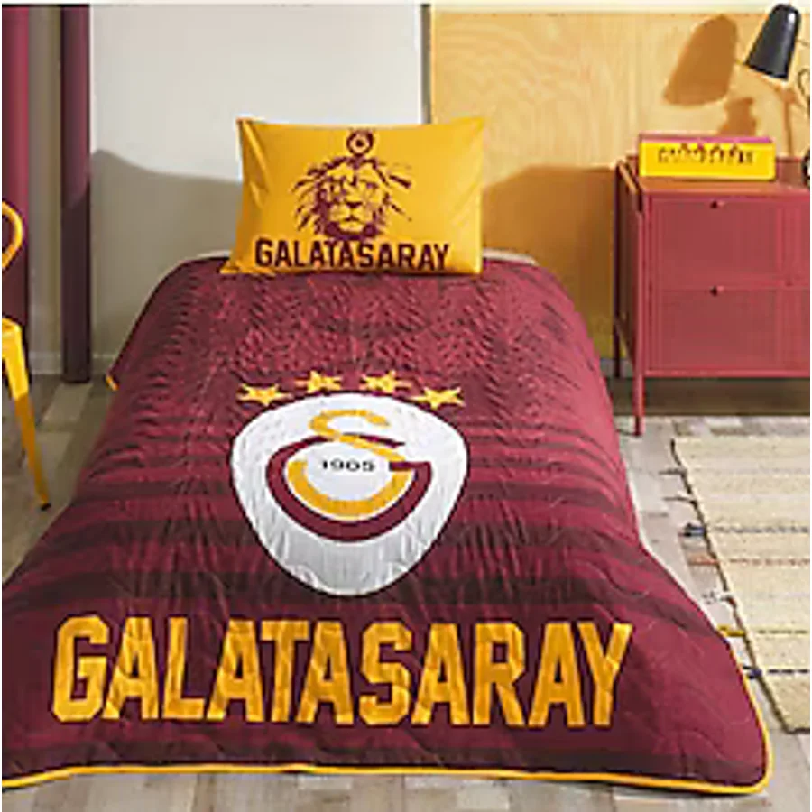 Taç Galatasaray Stripe Kapitone Pamuk Tek kişilik Yatak Örtüsü Takımı
