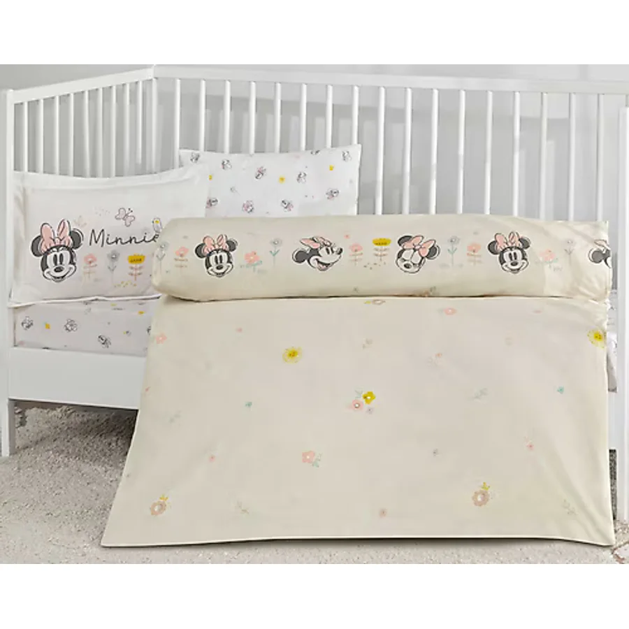 Taç Lisanslı Disney Minnie Mouse Dream Baby Pamuklu Bebek Nevresim Takımı