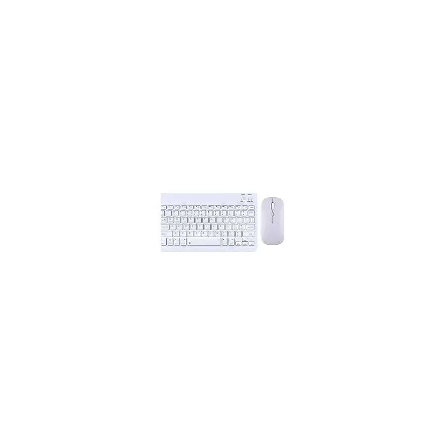 TahTicMer Bluetooth Klavye Mouse Set Bilgisayar Telefon Oyun Konsolu Tüm Cihazlara Uyumlu Akıllı Taşınabilir Şarj Edilebilir Kablosuz Bluetooth Klavye Mause Set - Beyaz