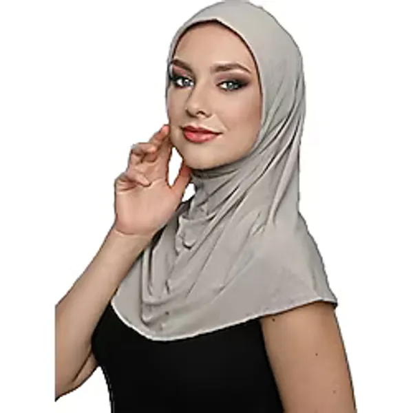 Takmatik Sade Bej Hazır Türban Tesettür Havuz Bonesi Namaz Örtüsü Bej