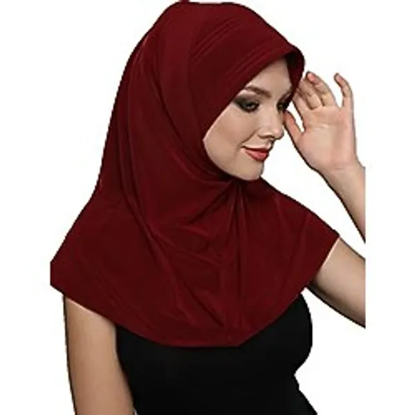 Takmatik Sade Bordo Hazır Türban Tesettür Havuz Bonesi Namaz Örtüsü