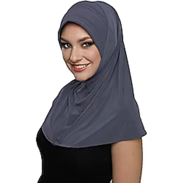 Takmatik Sade Koyu Gri Hazır Türban Tesettür Havuz Bonesi Namaz Örtüsü