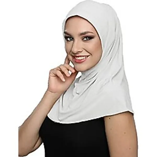 Takmatik Sade Krem Hazır Türban Tesettür Havuz Bonesi Namaz Örtüsü Krem