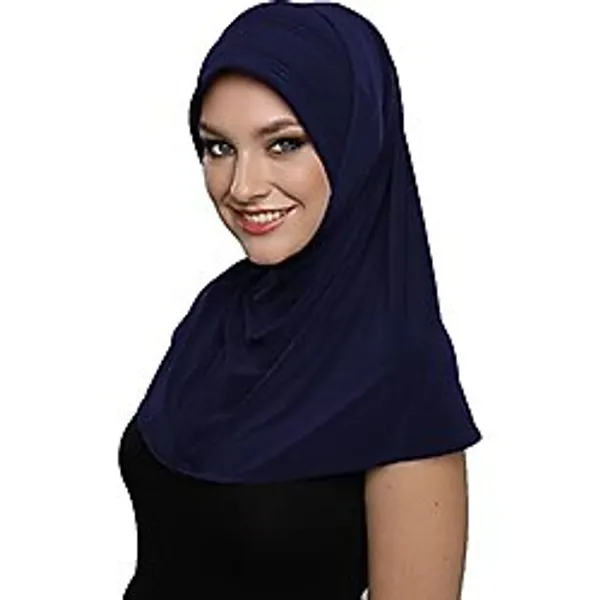 Takmatik Sade Lacivert Hazır Türban Tesettür Havuz Bonesi Namaz Örtüsü