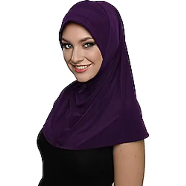 Takmatik Sade Mor Hazır Türban Tesettür Havuz Bonesi Namaz Örtüsü