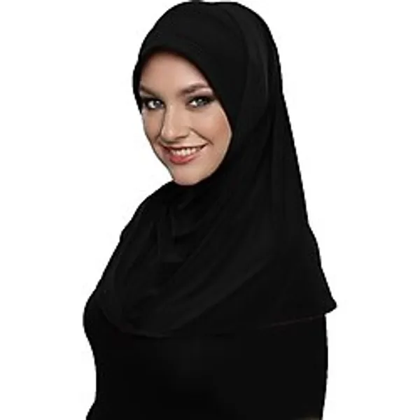 Takmatik Sade Siyah Hazır Türban Tesettür Havuz Bonesi Namaz Örtüsü