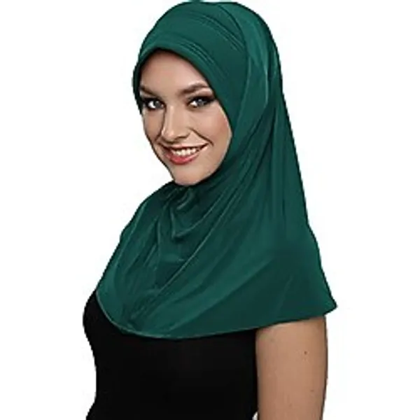 Takmatik Sade Yeşil Hazır Türban Tesettür Havuz Bonesi Namaz Örtüsü