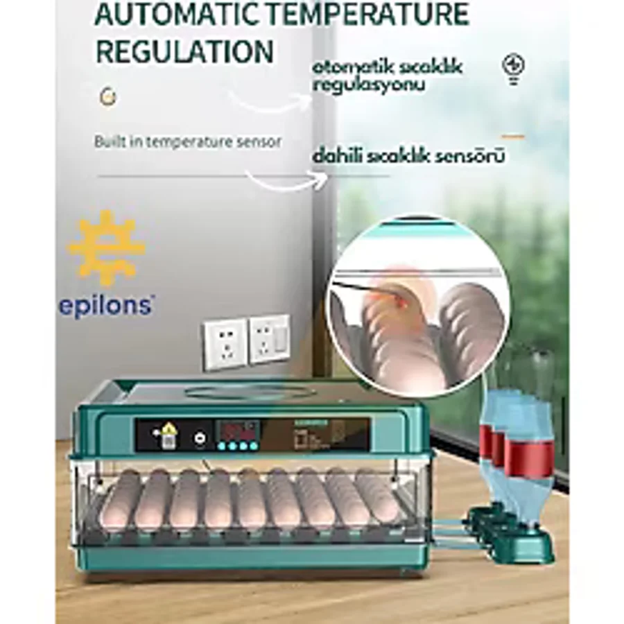 Tam Otomatik 130 Yumurtalik Kulucka Makinesi Epo-130My Yedek Motorlu Ve Extra Hediyeli Incubator