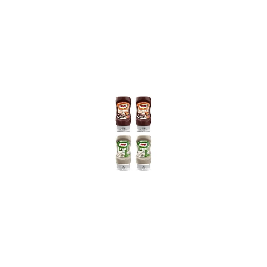 Tamek Barbekü Sos ve Ranch Sos, 4'lü Set, Worcester Soslu Barbekü ve Ekşi Kremalı Ranch Çeşitleri