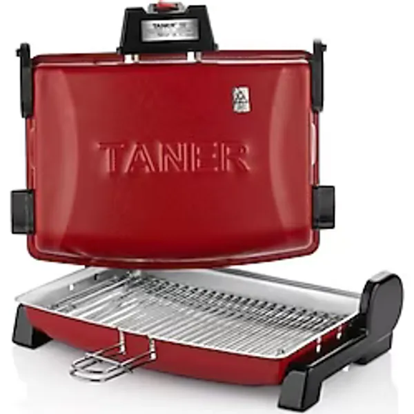 Taner Çift Telli Büyük Boy Elektrikli Izgara Mangal Barbekü Kırmızı 34 x 25 Pişirme Alanı