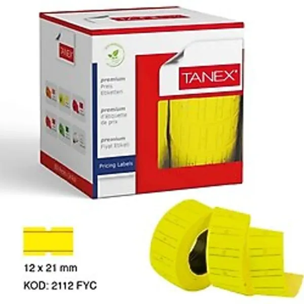 Tanex Fıyat Etiketi Çizgili 12'li Floresan Sarı