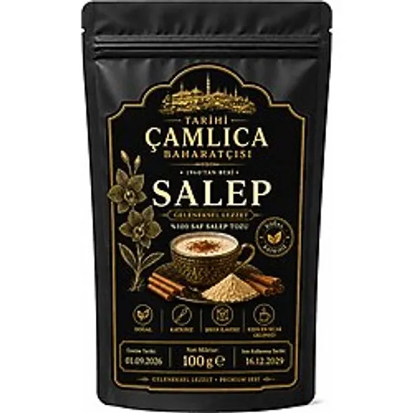 Tarihi Çamlıca Baharatçısı Geleneksel Osmanlı Salebi Doğal 100 % Saf Sahlep ( 100 gr ) Toz Salep Meşhur Burdur Bucak Sahlebi Dondurma ve İçecek için