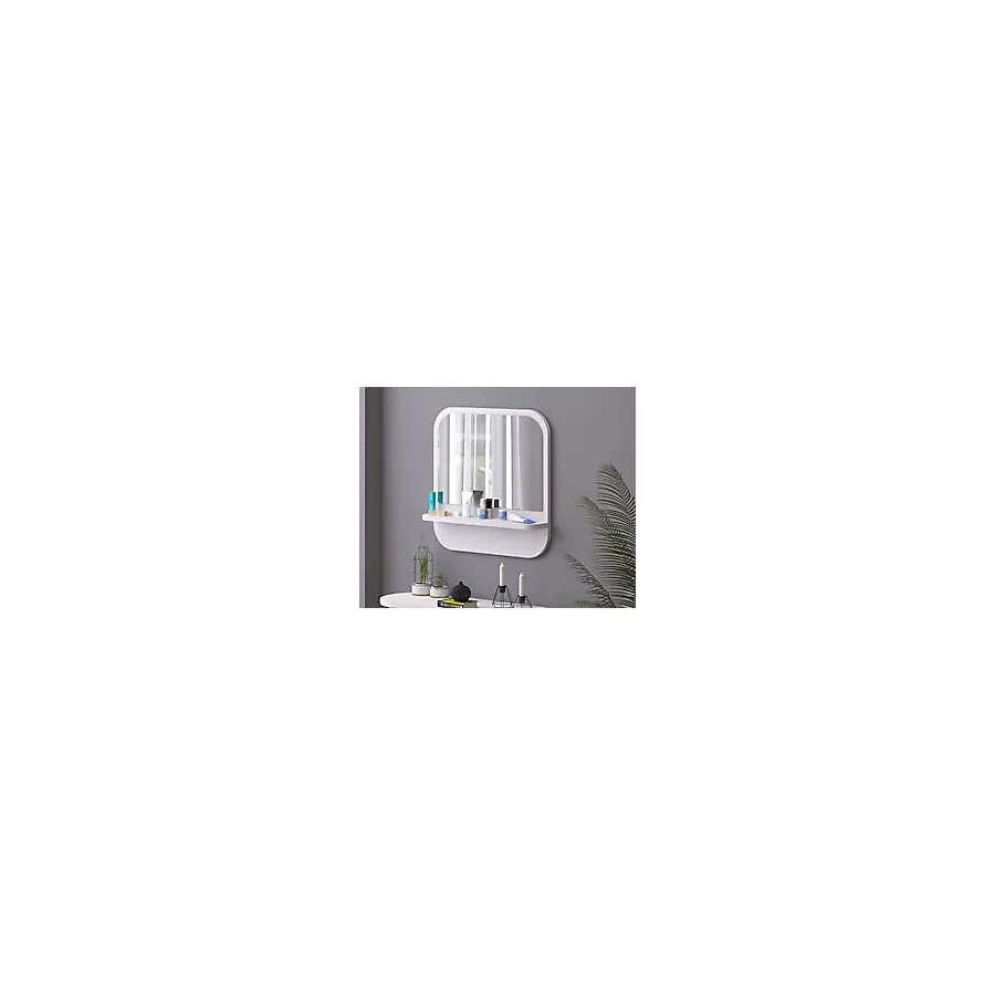 Tarz Design 58 Cm Kare Raflı Beyaz Antre Hol Koridor Duvar Salon Mutfak Banyo Ofis Makyaj Aynası