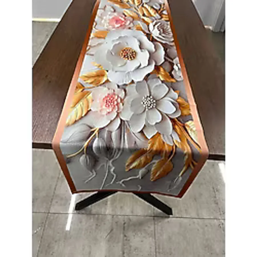 Tarzını Seç 3 Boyutlu Çiçek Desenli Runner 40 X 140