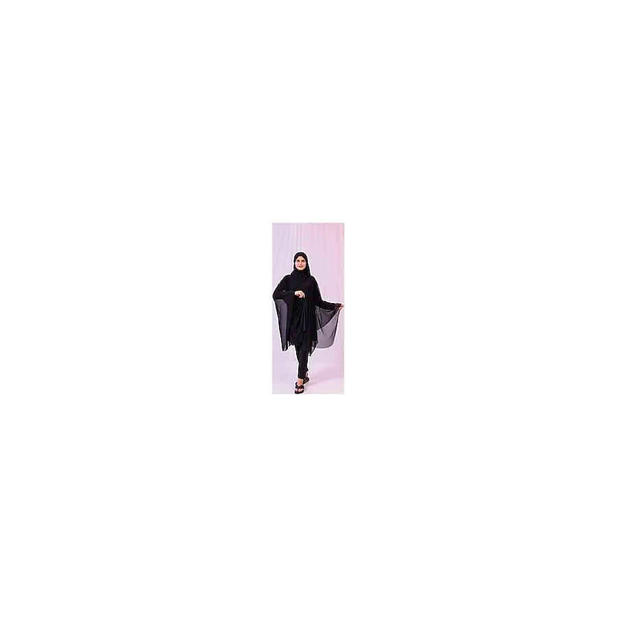 Tarzını Seç Kısa Kimono Pareo - Tesettür Pareo - Esnek Likralı Tül Siyah 180x135 Cm