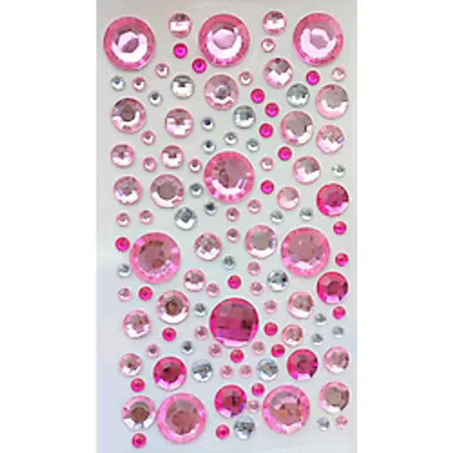 Taş Sticker Pembe Yuvarlak Yapışkanlı Saç , Yüz Ve Tırnak Taşı Iş