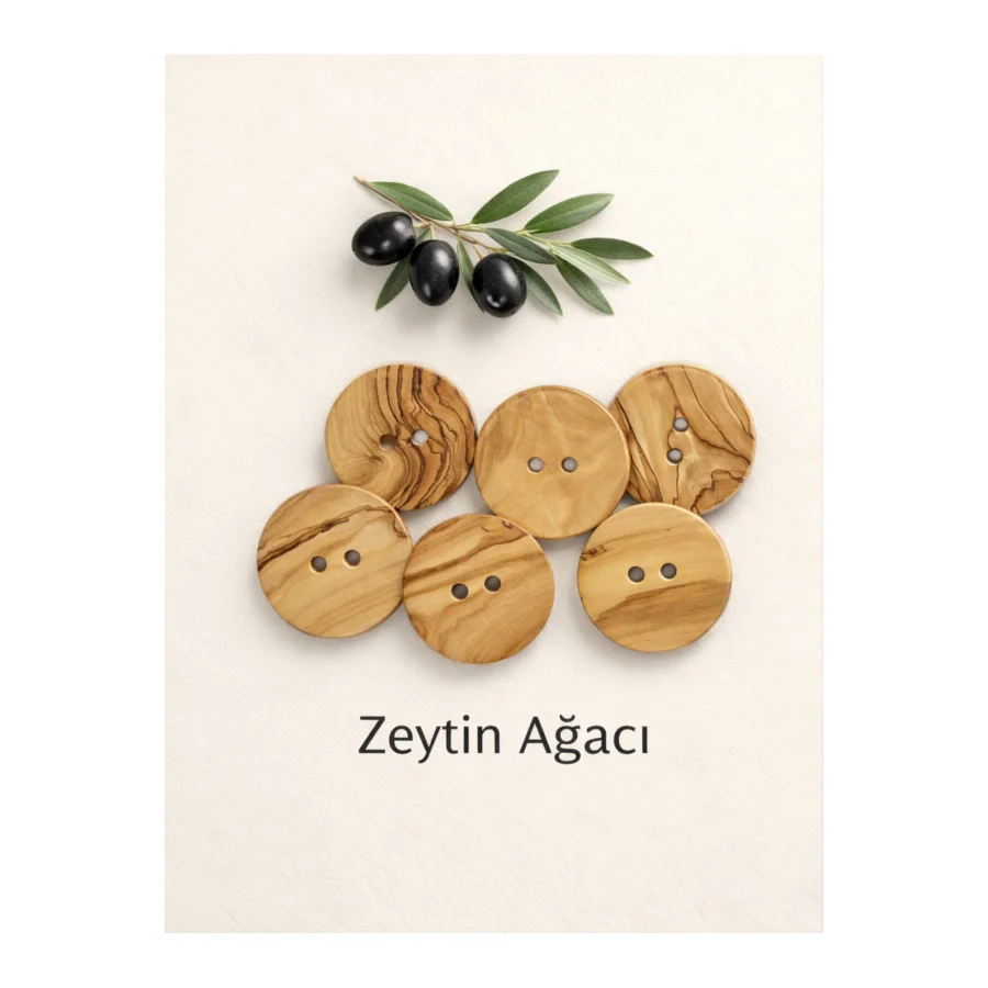 Tasarım Ahşap Düğme Zeytin Ağacı 1.5 cm Çapında 20 Adet.