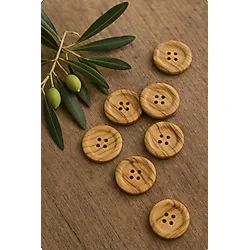 Tasarım Ahşap Düğme Zeytin Ağacı 3.8 cm Çapında 5 Adet.