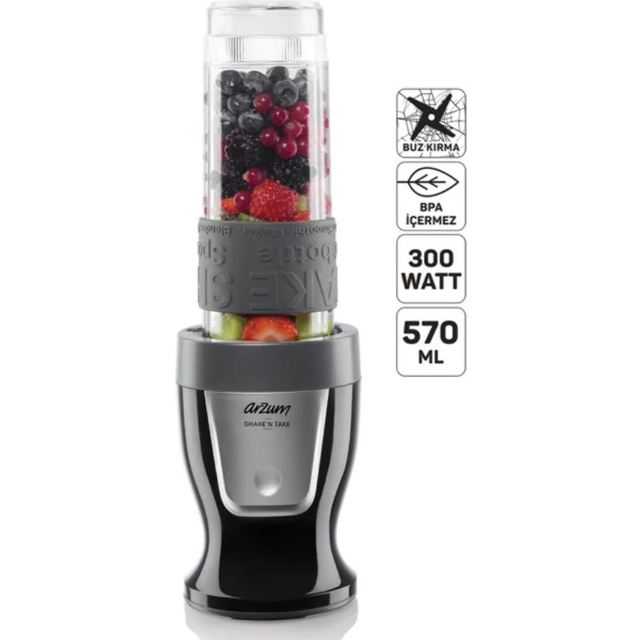 Taşınabilir 300W Kişisel Smoothie Blender, 570ML Buz Kırıcı Şişe Siyah - Ahşap