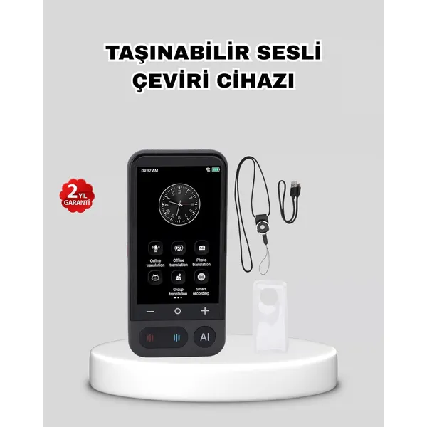 Taşınabilir Akıllı Sesli Çeviri Cihazı - Dil Desteği, Dokunmatik Ekran