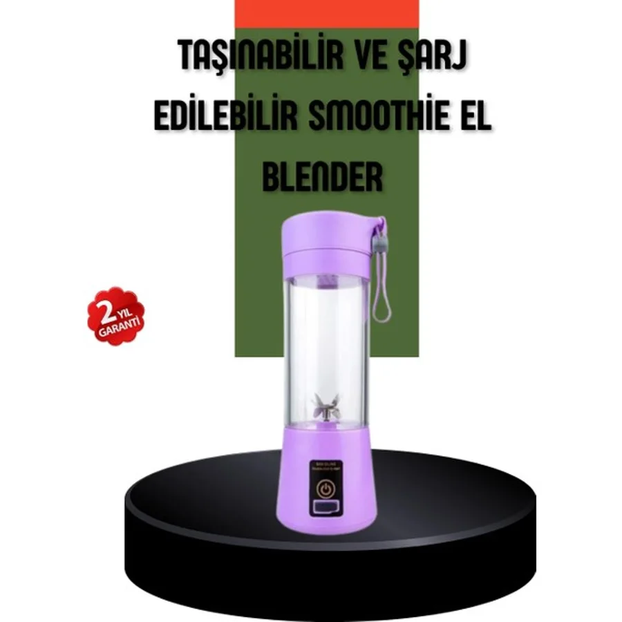 Taşınabilir USB Şarjlı Mini Smoothie Blender 380ML Çelik Bıçaklı Portatif - Çok Renkli