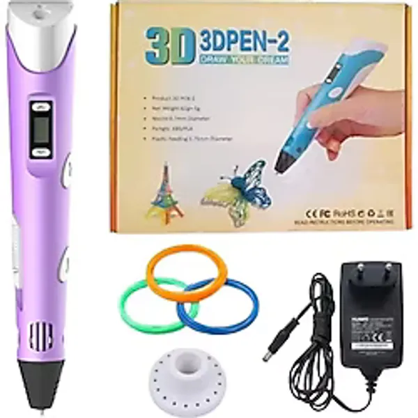 Tastech 3D Kalem Yazıcı 3D Pen-2 yeni model 3 boyutlu yazıcı kalem seti oled ekranlı adaptörlü