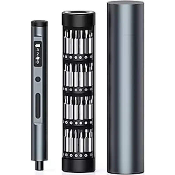 Tastech Mini Şarjlı Tornavida Seti LED Işıklı 3 Seviyeli Tork Ayarlı 60 Parça Şarj Edilebilir Hassas Tornavida Seti Dizüstü Bilgisayar/pc/telefon/saat/kamera İçin Alüminyum Manyetik Saklama Kutusu