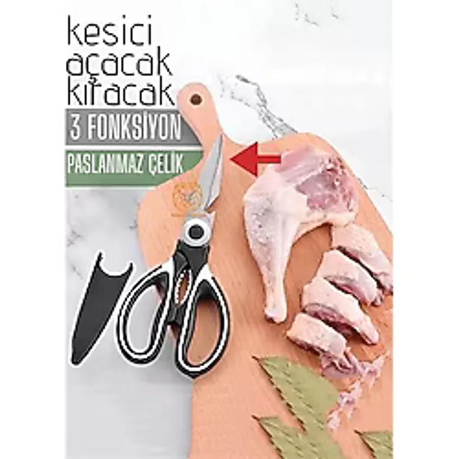 Tavuk Makası Çelik Mutfak Makası Açacak Kıracak Kesici Özelik