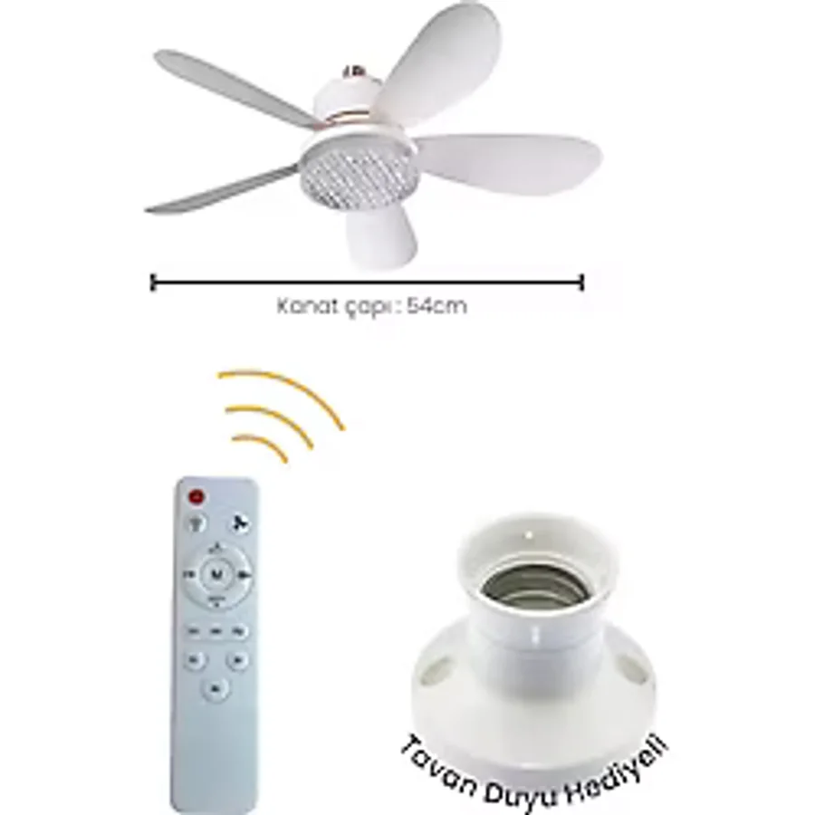 Tay-tech Rbr Tavan Vantilatörlü Led Ampul, Kumandalı, 3 Renkli