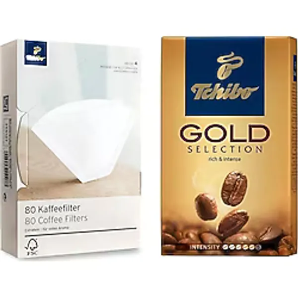 Tchibo Gold Selection Öğütülmüş Filtre Kahve 250 gr & 80'li Beyaz Filtre Kahve Kağıdı