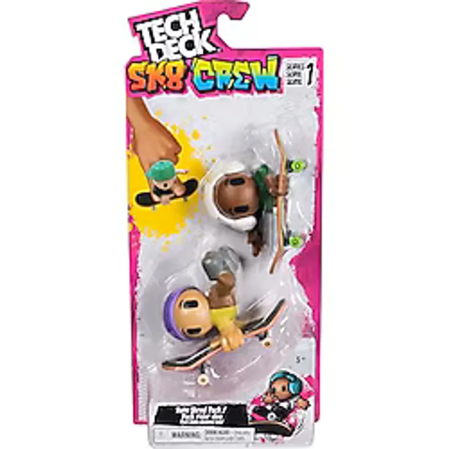 Tech Deck Sk8 Crew, yardımcı figürlü 2'li paket parmak kaykayları, kişiselleştirilebilir mini kaykaylar, 5 yaş ve üzeri (çeşitli)