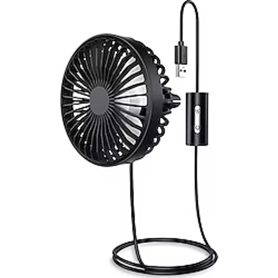 Techmaster Araç Oto Havalandırma Taşınabilir 3 Kademe Işıklı Fan Araç Vantilatörü F829