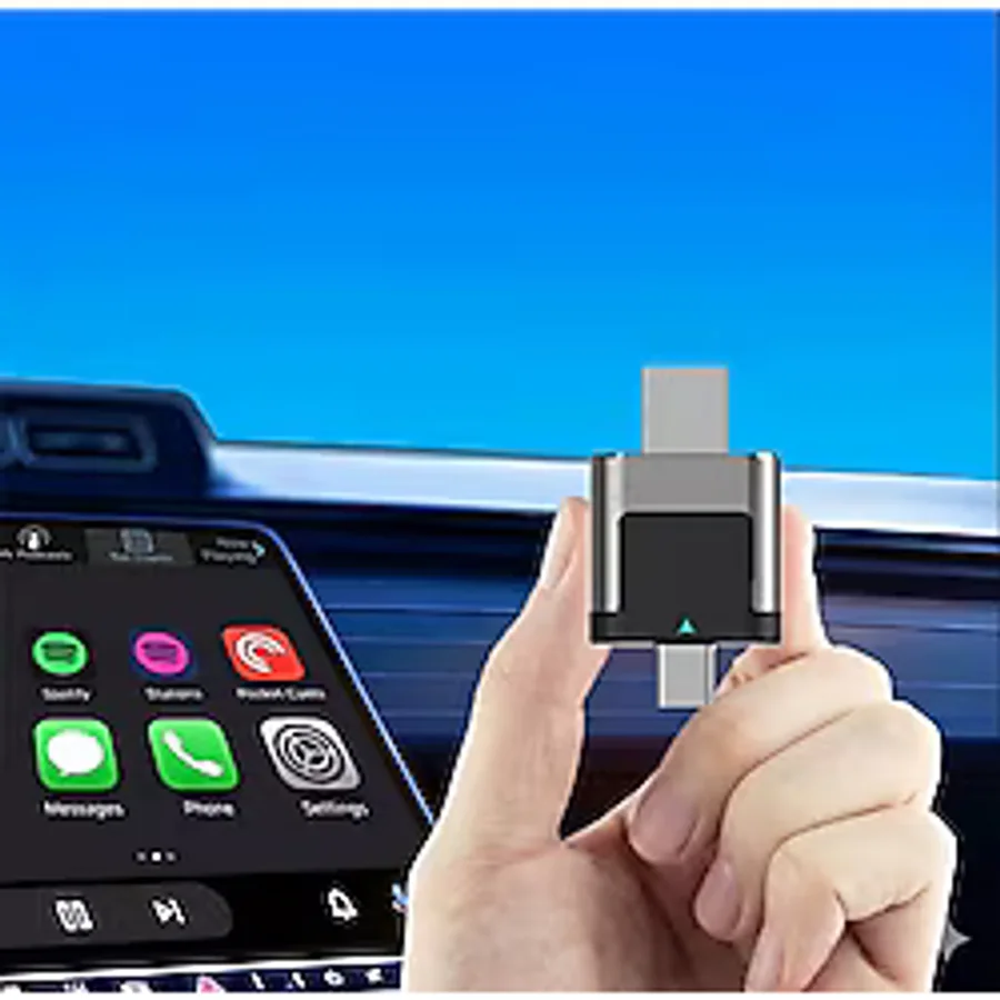 Techmaster Kablosuz CarPlay ve Android Auto Adaptörü Mini Ergonomik 2in1