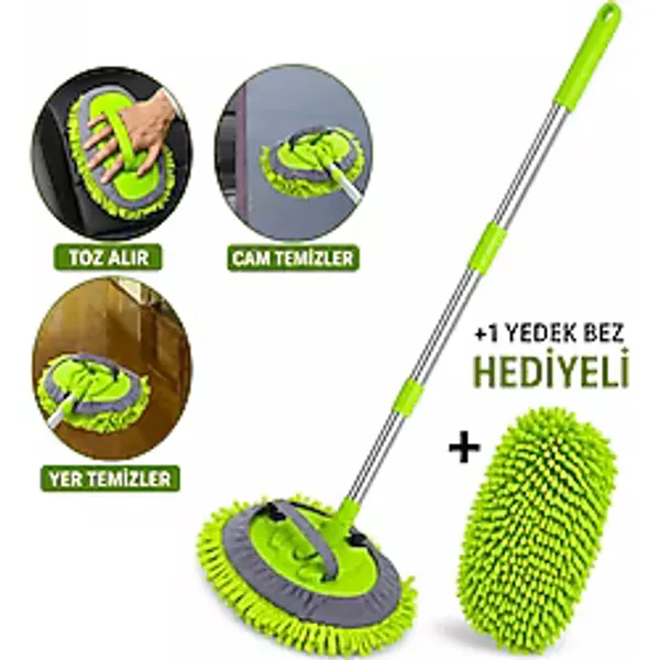 Techmaster Mikrofiber Oto Araba Araç Cam Yıkama Temizleme Fırçası Mopu Yedek Bez