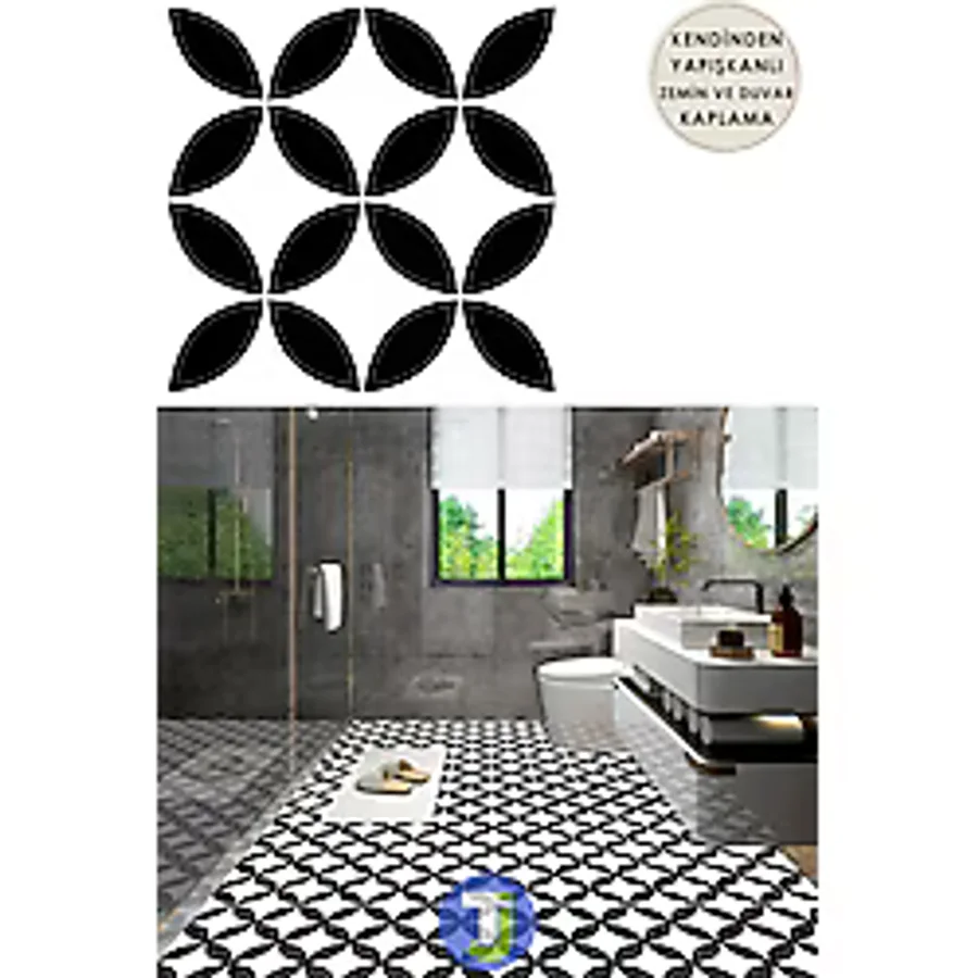 Technojet 1Adet Kendinden Yapışkanlı Modern Tasarımlı Mutfak Banyo Zemin Duvar Kaplama PVC 30cmx30cm