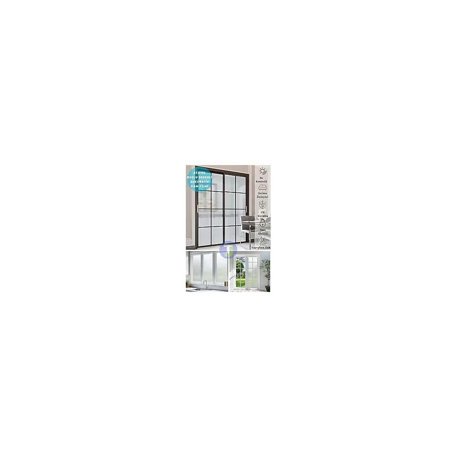 Technojet Statik Buzlu Desenli Cam Kaplama Filmi Duşa Kabin Ofis Balkon Dekorasyon Folyo 60cmx100cm Tk2027