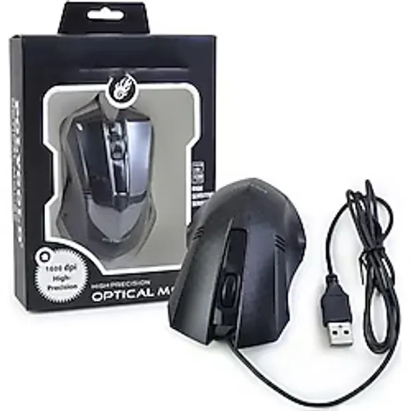 TECHNOMEN Kablolu Optik Mouse Fare Ofis Kullanımı Siyah PC Laptop Bilgisayar Uyumlu